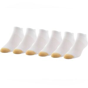 NWT GOLDTOE Men's White Nylon Lite No Show Socks, 6-Pairs Shoe Size 6-12